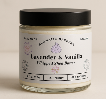 Aromatic Gardens - Lavender & Vanilla Organic Whipped Shea Butter